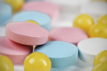 Fototapeta na wymiar Colorful pills macro