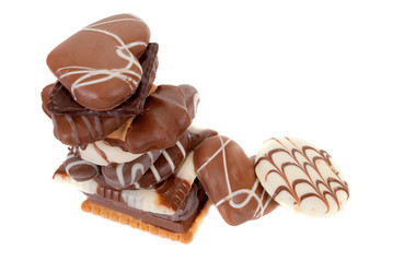 Chocolate assort  cookies  isolated on white