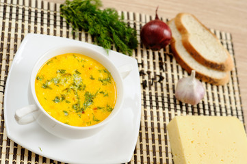 A delicious cheese soup and dill