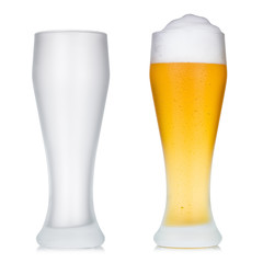 Empty and full beer glass