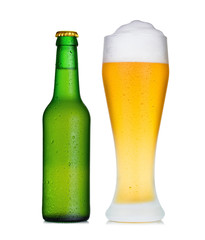 Beer bottle and glass