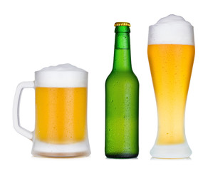 Beer bottle and glass