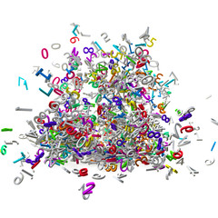 Colorful 3d numbers exploded