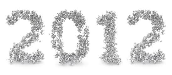 Shape of 2012 made from 3d numbers