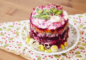 Salad with herring and beet