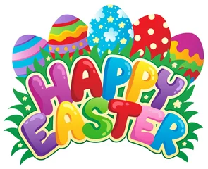 Papier Peint photo autocollant Pour enfants Happy Easter sign theme image 3