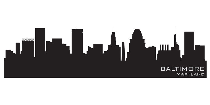 Baltimore, Maryland skyline. Detailed vector silhouette