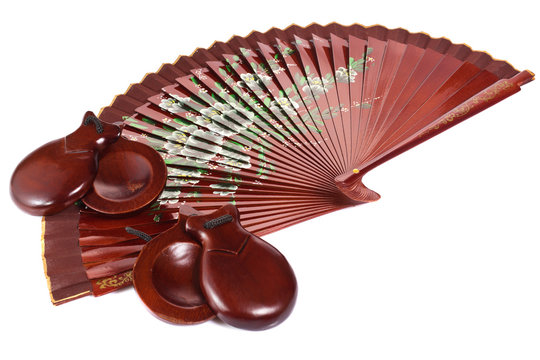 fan with castanets isolated on the white background