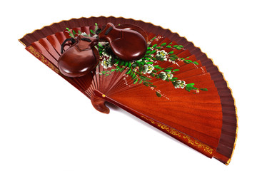 fan with castanets isolated on the white background