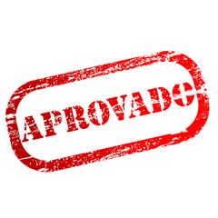 Carimbo vermelho com a palavra "aprovado"