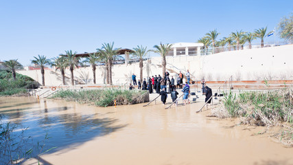baptized people in Jesus Christ baptism site in Jordan River