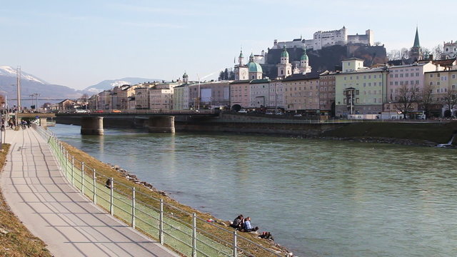 Salzburg's famous old town and Salzach River