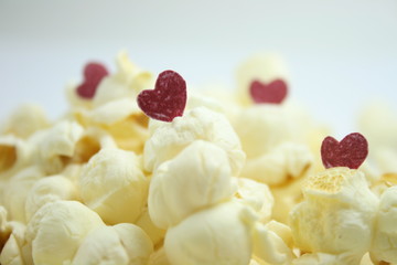 Popcorns with handmade hearts