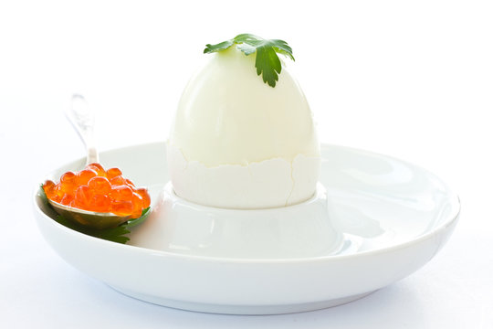 egg with red caviar