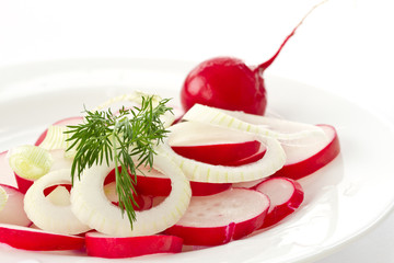Fresh salad of fresh red radishes