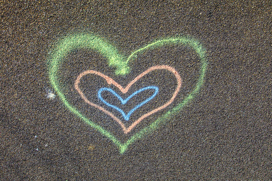 heart painted on the street