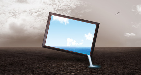 Fototapeta premium Picture in desert with flowing water