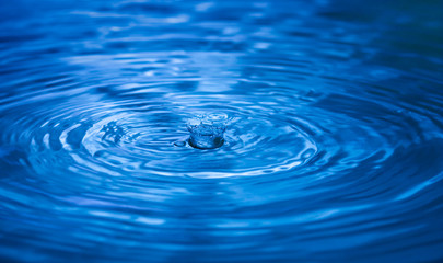Closeup of water splash in blue tonality