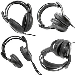 Headphones isolated on white, set