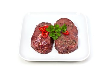 Marinated beef steaks