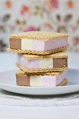 Neapolitan ice cream sandwiches