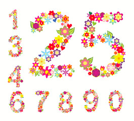 set of numbers in floral style