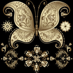 Gold vintage butterfly