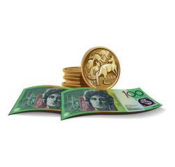 Australian dollar banknotes and coins vector illustration - 39842912