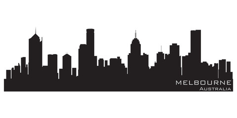 Melbourne, Australia skyline. Detailed vector silhouette - obrazy, fototapety, plakaty