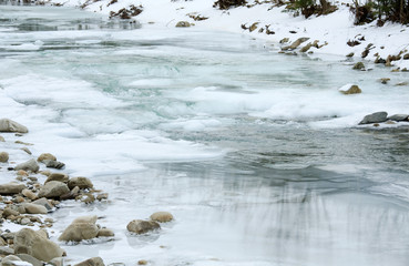 Winter mountain river