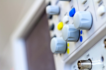 buttons and inputs of laboratory digital oscilloscope