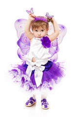 Beautiful little girl dressed as a butterfly