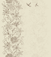 Fototapeta premium vertical seamless floral pattern