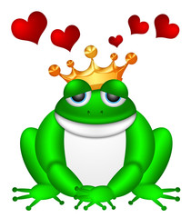 Cute Green Frog with Crown Illustration