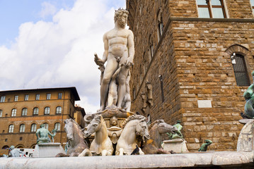 Fountain of Neptune in the Piazza della Signoria Florence Italy