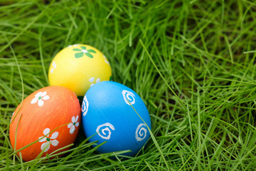 Easter eggs on a grass