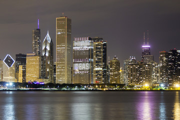 Downtown of Chicago by night