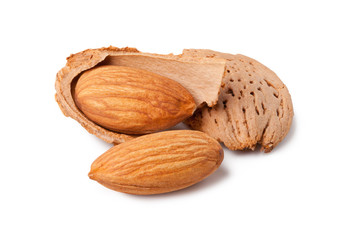 almonds isolated on the white background