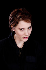 Pretty woman with a thoughtful expression,