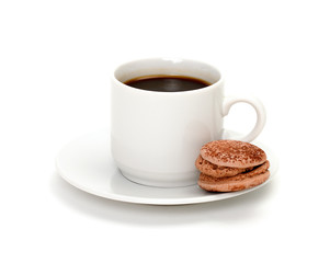 Colorful Macaroon and cup of coffee