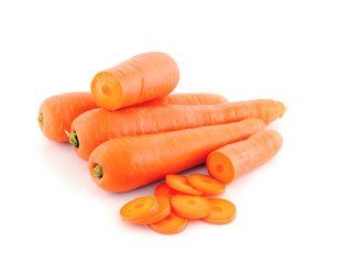 fresh carrots isolated on white background