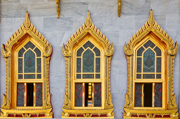 Windows in The Marble Temple, Bangkok