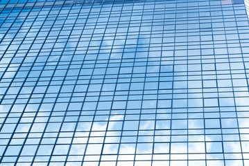 blue sky reflection on modern building
