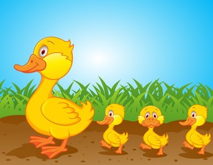 Obraz na płótnie Canvas Cartoon family Duck