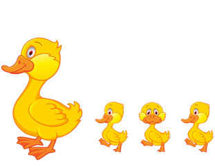 Duck family cartoon isolated