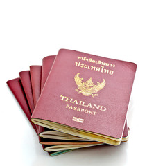 Thai passports on white background