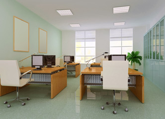 3d modern office room.