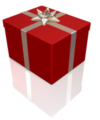 red gift box on white