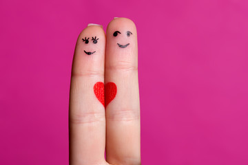 happy fingers couple in love