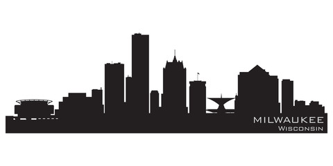 Milwaukee, Wisconsin skyline. Detailed vector silhouette